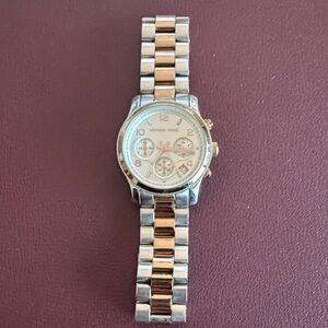 Michael Kors Silver and Gold Chronograph Watch